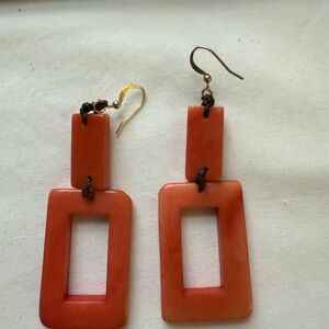 Tagua Nut Coral Earrings